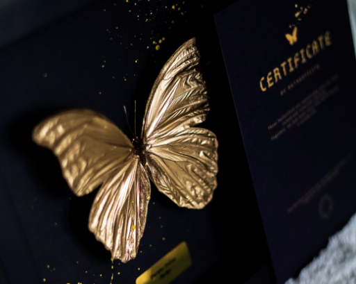 Golden Butterfly Beauty: Art Piece with 24-Carat Gold Leaf