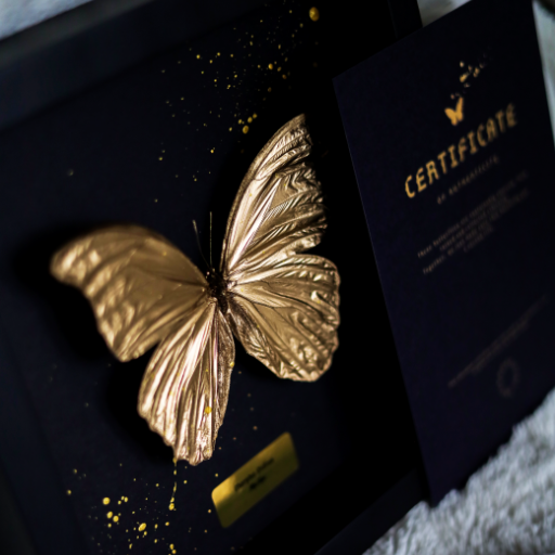 Golden Butterfly Beauty: Art Piece with 24-Carat Gold Leaf